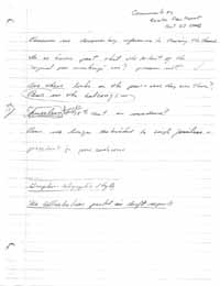 Photocopy of hand-written notes