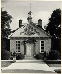 Black and White Photograph of Front of Palace