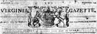 Virginia Gazette Masthead - August 15, 1777