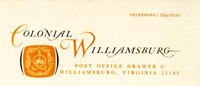 Cover Sheet with Colonial Williamsburg Seal