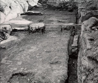 Black and White Photograph of Foundations after Dig