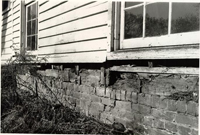 Black and White Photograph of Brick Foundation