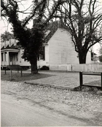 Black and White Photograph - Other Side of Tavern with Trees