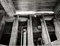 Black and White Photograph - roofing showing some pipes