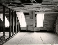 Black and White Photograph - Three Windows on Far Wall