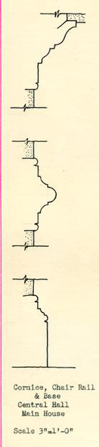 Cornice, Chair Rail & Base, Central Hall, Main House