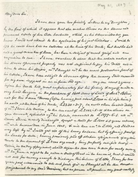 Photograph of first page of letter - May 21, 1887