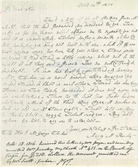 Photograph of letter - October 14, 1816