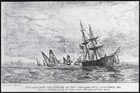 Illustration of the USS Philadelphia's stranding and capture on Oct. 31, 1803.