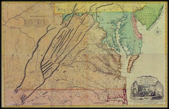 The Fry-Jefferson Map, with a cartouche depicting a prosperous colony, was the finest of colonial Virginia and often prominently displayed in the homes and offices of enterprising Virginians.