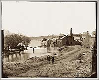1865 view of Richmond's Tredegar Iron Works on the James.