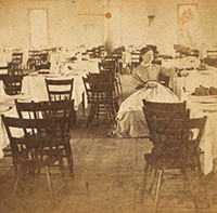 The dining room of an orphanage in Davenport, Iowa.