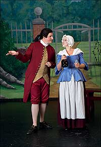 Todd Norris as Martin and Kara Ernst as Lucetta in <i>Wit's Last Stake</i>.