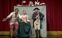 From left, Bill Rose, Dawn Lunn, Anne Marie Millar, and Carson Hudson present a Grand Medley of Entertainments in Colonial Williamsburg's Kimball Theatre.