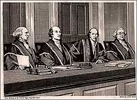 Contemporary artist Irwin Smith imagined the first meeting in New York of the United States Supreme Court in 1790 and 1791.