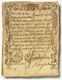 Paul Revere designed this Massachusetts note.