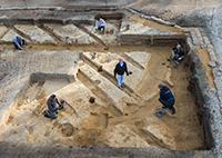 Archaeologists from The Colonial Williamsburg Foundation studied the site of Williamsburg's Market House, which is located just east of the Magazine.