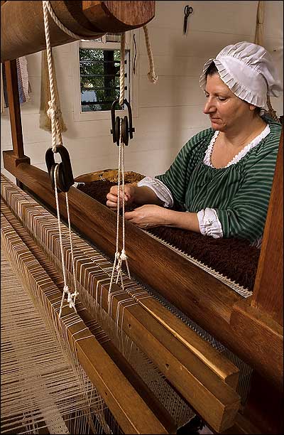 Weaving on Mount Vernon's 18th Century Loom 