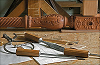 Made for him by a blacksmith, a caliper and chisels were among the cabinetmaker’s tools.