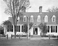 This 1941 photo shows the Raleigh Tavern, which was rebuilt as part of the restoration of Colonial Williamsburg.