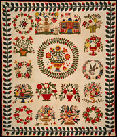 Baltimore album quilt, Sarah Anne W. Lankford and unknown makers, ca. 1850, gift of Marsha C. Scott