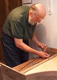 Tensioning the harpsichord strings, perhaps a finer tuning job than a piano requires, makes the “Monaco sound” pitch-perfect. - Dave Doody