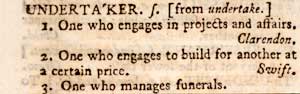 An entry in a 1750 dictionary, below, demonstrates the difference in some eighteenth-century definitions