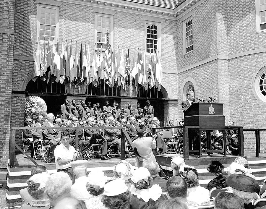 Photo of Dag Hammarskjold Giving Address at Prelude to Independence.