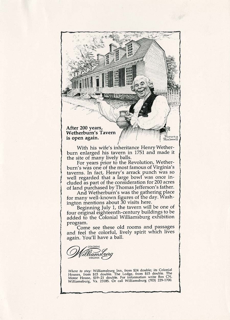 Advertisement for Wetherburn’s Tavern opening, July 1, 1968.