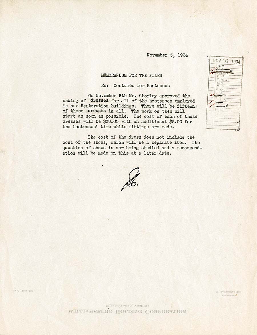 Memorandum for the Files, November 5, 1934