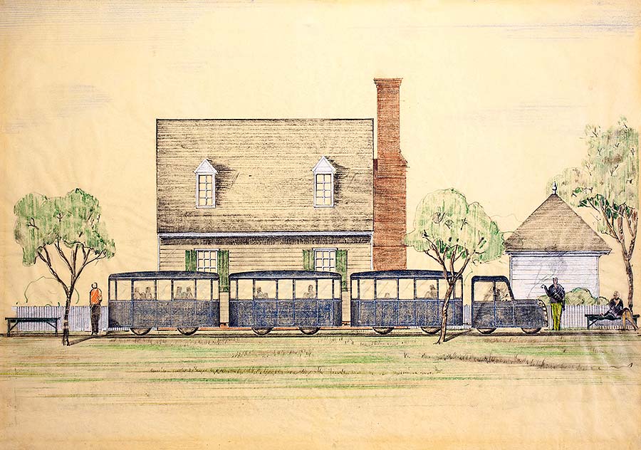 Sketch of Proposed Trains in Historic Area by Singleton P. Moorehead, 1941. 