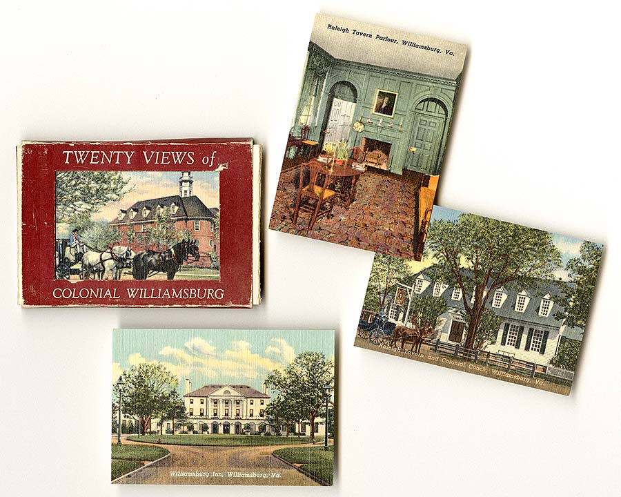 Colonial Williamsburg Postcards & Mini Souvenir Photo Set, 1940s.