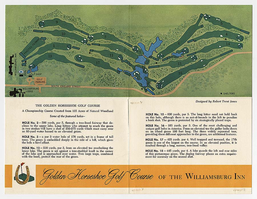 Golden Horseshoe Golf Course Score Card, 1963.  