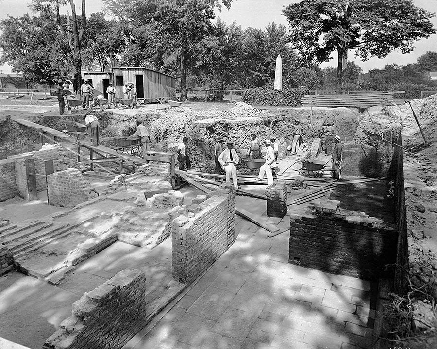 Photo, Excavation of Foundations of Governor’s Palace Looking Northeast by Thomas Layton, August 1930.