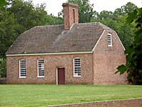 The kitchen-laundry at Stratford Hall in Westmoreland County, Virginia, is a large, two-room affair made sturdily of brick.