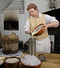 He pours the mix into an imported pewter sarbotiere.