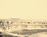 The Lakota encampment before the fight, cavalry coming.