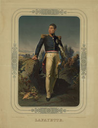 A full length portrait of Lafayette in uniform. Drawn on stone by C. Schuessele, circa 1851.