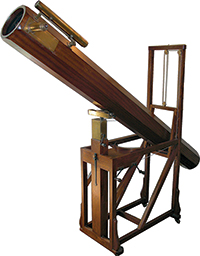 In Bath’s William Herschel Museum, model of his seven-foot telescope.