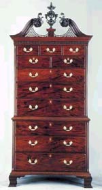 Crafted in 1775 by Philadelphia's Thomas Affleck, the mahogany chest-on-chest below is from the DeWitt Wallace Decorative Arts Museum