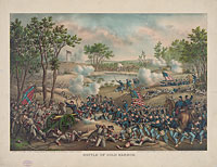 General Ulysses S. Grant led Union soldiers against fortified Confederate troops at Cold Harbor, Virginia, late spring 1864.