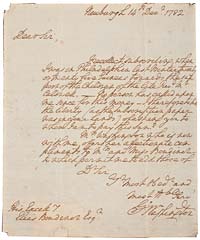 George Washington relayed Mrs. Washington’s and his good wishes to Elias Boudinot, president of the Continental Congress.