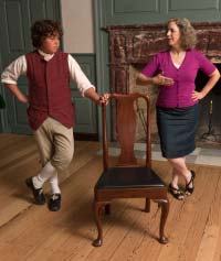Alex Boscana learns a gentleman’s stance from Cathy Hellier.