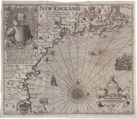A seventeenth-century map of the New England colony.
