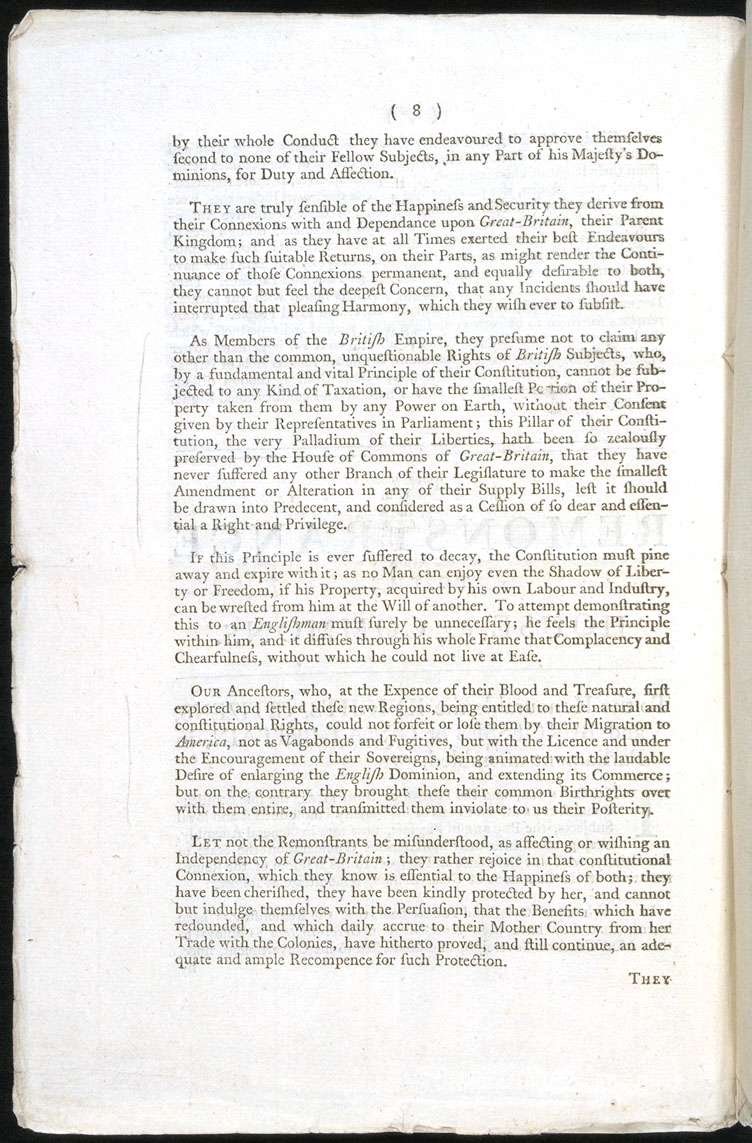 Petition, Memorial, and Remonstrance from the House of Burgesses The