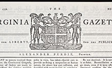 The masthead of a Virginia Gazette.