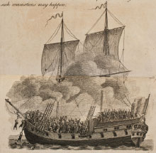 A 19th-century drawing shows slaves revolting aboard a slave ship.