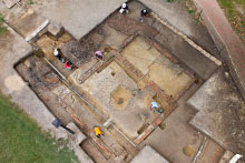 Overhead view of the excavation.