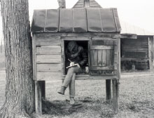 A historian sits in a milk house.